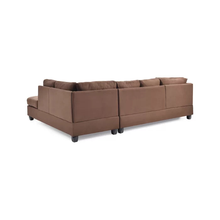 L-Shape Sectional Sofa: Atlantis Reversible Sectional(Suede Chocolate)