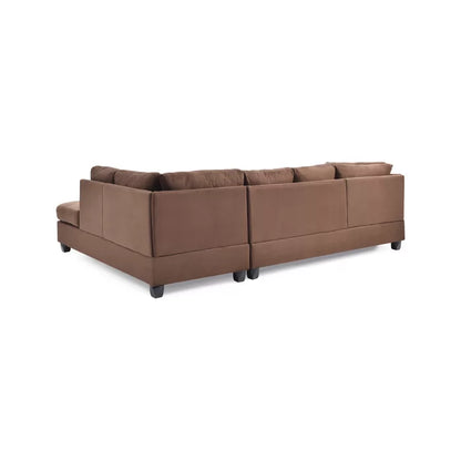L-Shape Sectional Sofa: Atlantis Reversible Sectional(Suede Chocolate)