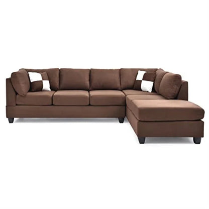 L-Shape Sectional Sofa: Atlantis Reversible Sectional(Suede Chocolate)