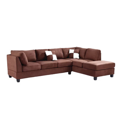 L-Shape Sectional Sofa: Atlantis Reversible Sectional(Suede Chocolate)