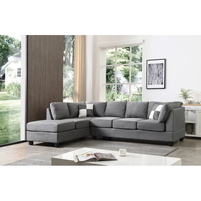 L-Shape Sectional Sofa: Atlantis Reversible Sectional(Suede Gray)