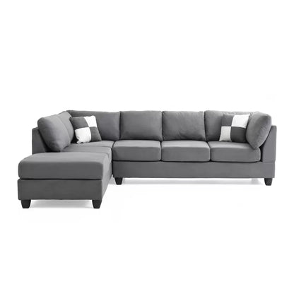 L-Shape Sectional Sofa: Atlantis Reversible Sectional(Suede Gray)