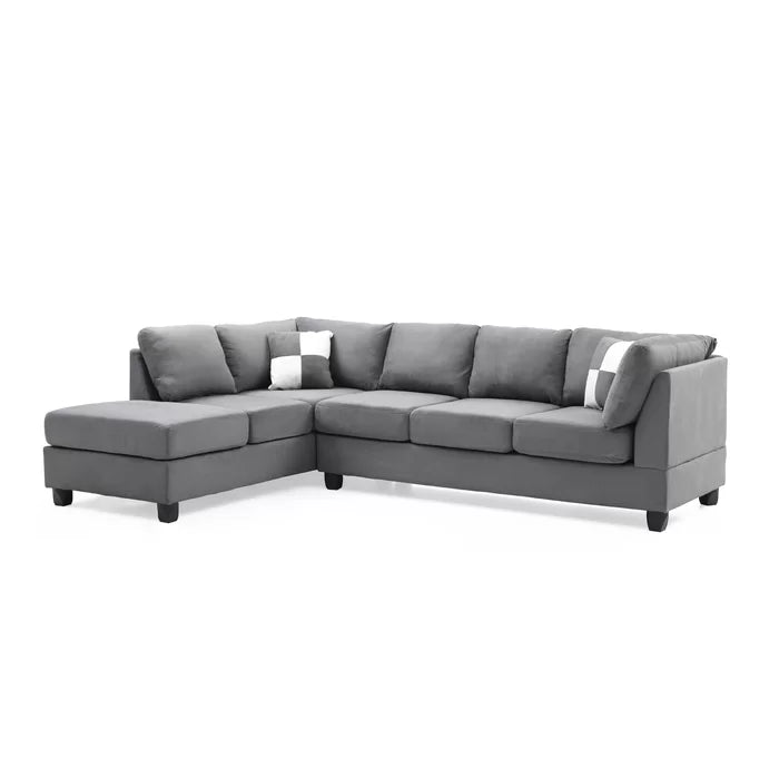 L-Shape Sectional Sofa: Atlantis Reversible Sectional(Suede Gray)