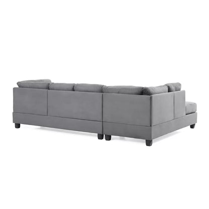 L-Shape Sectional Sofa: Atlantis Reversible Sectional(Suede Gray)
