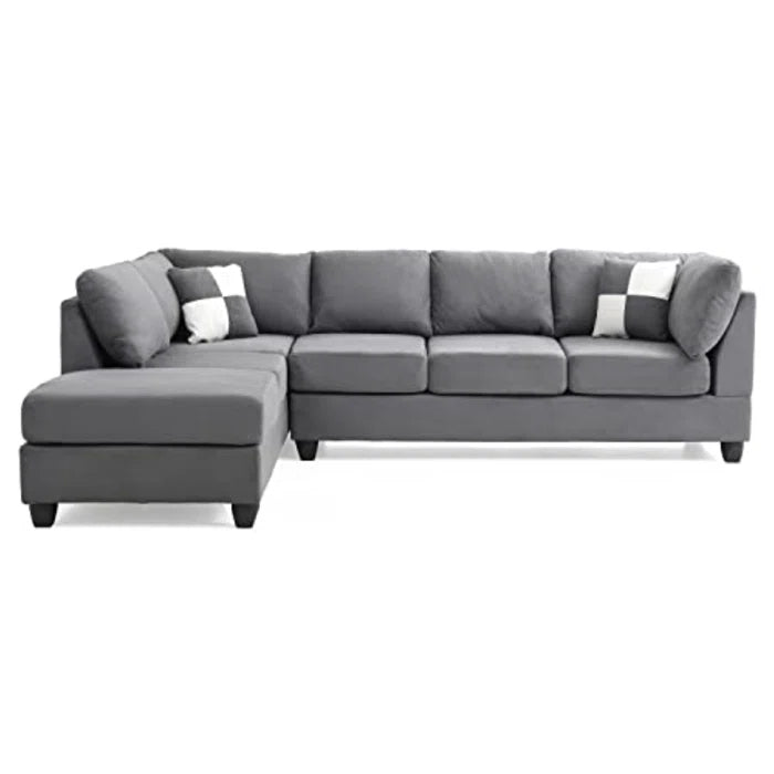 L-Shape Sectional Sofa: Atlantis Reversible Sectional(Suede Gray)