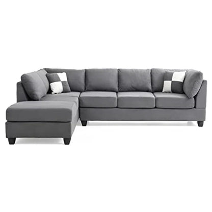 L-Shape Sectional Sofa: Atlantis Reversible Sectional(Suede Gray)