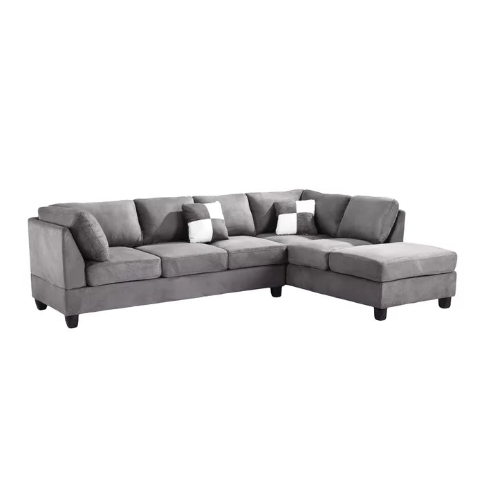 L-Shape Sectional Sofa: Atlantis Reversible Sectional(Suede Gray)