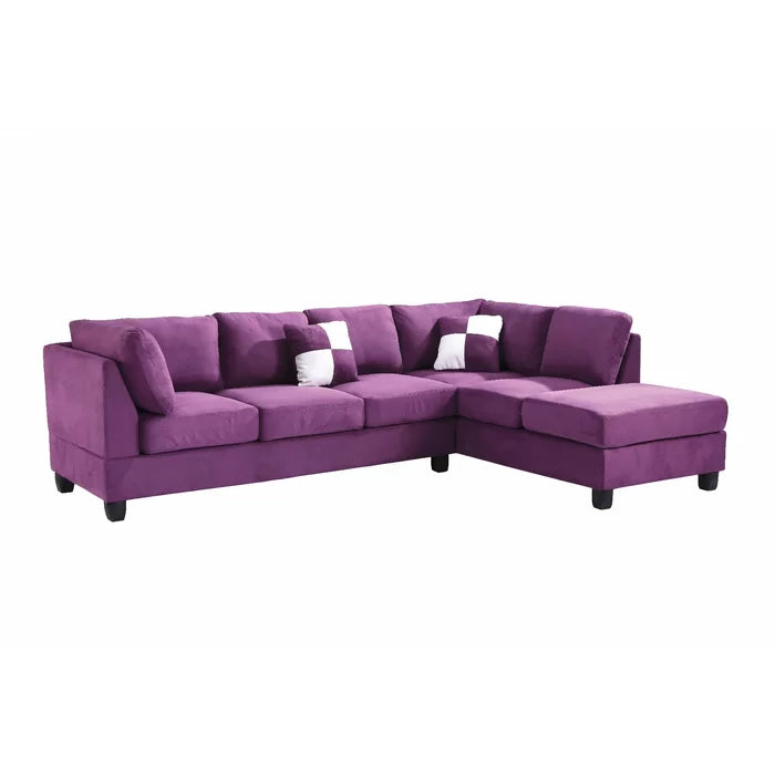 L-Shape Sectional Sofa: Atlantis Reversible Sectional(Suede Purple)