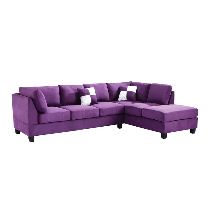 L-Shape Sectional Sofa: Atlantis Reversible Sectional(Suede Purple)
