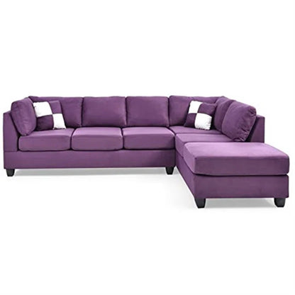 L-Shape Sectional Sofa: Atlantis Reversible Sectional(Suede Purple)