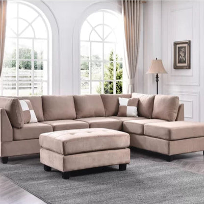 L-Shape Sectional Sofa: Atlantis Reversible Sectional(Suede Saddle)