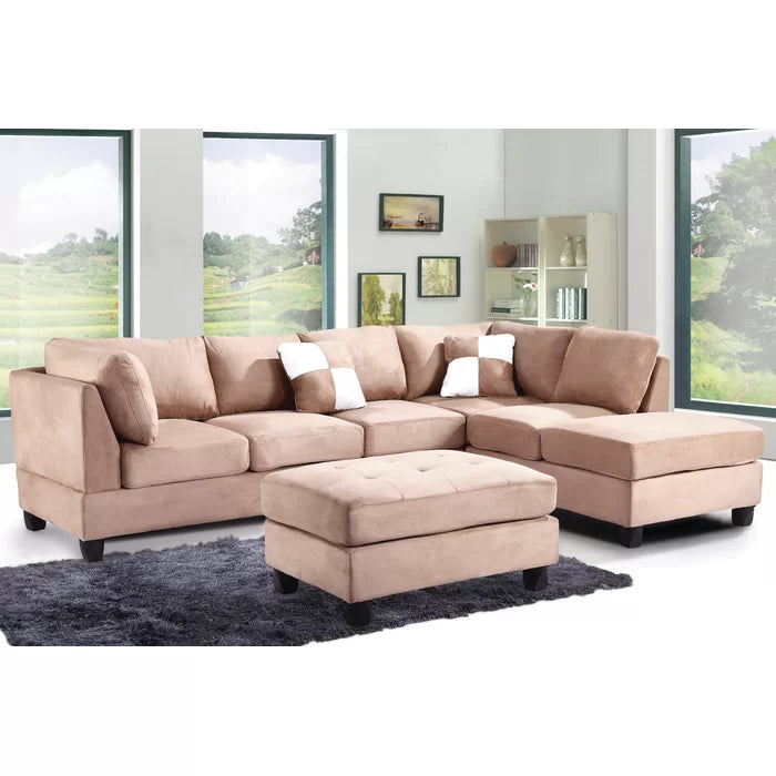 L-Shape Sectional Sofa: Atlantis Reversible Sectional(Suede Saddle)