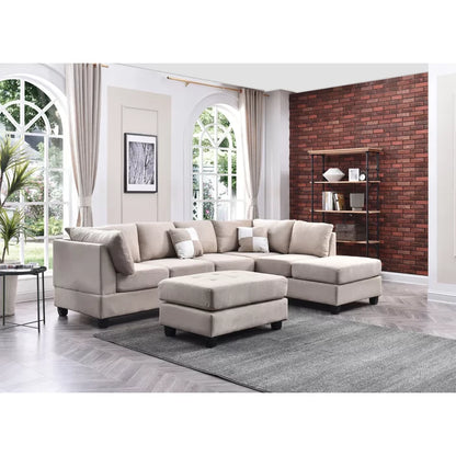 L-Shape Sectional Sofa: Atlantis Reversible Sectional(Suede Vanilla)