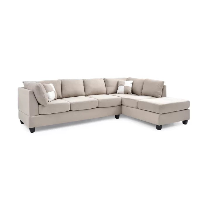 L-Shape Sectional Sofa: Atlantis Reversible Sectional(Suede Vanilla)