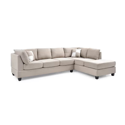 L-Shape Sectional Sofa: Atlantis Reversible Sectional(Suede Vanilla)