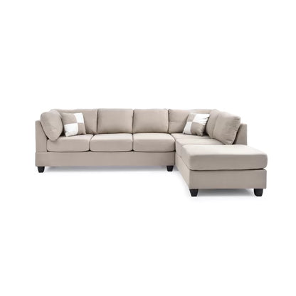 L-Shape Sectional Sofa: Atlantis Reversible Sectional(Suede Vanilla)