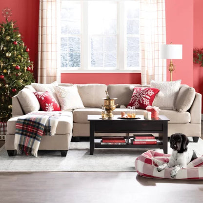 L-Shape Sectional Sofa: Atlantis Reversible Sectional(Suede Vanilla)