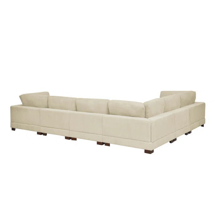 U- Shape Sofa: 7 - Piece 144" Wide Modular Corner Sectional(Beige Corduroy)