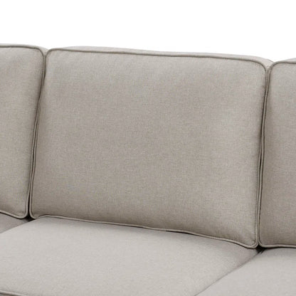 L- Shape Sectional Sofa: 7 - Piece Modular Corner Sectional(Beige Polyester Blend)