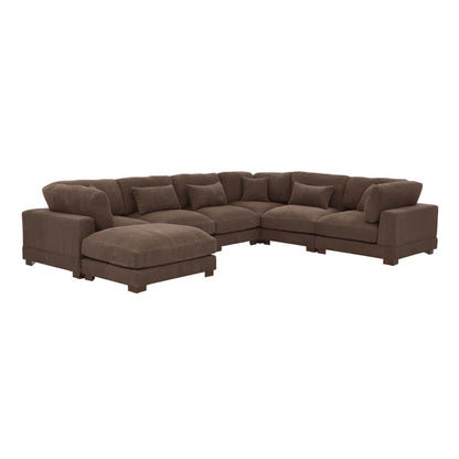 THE CASA ORO® U- Shape Sectional Sofa: 7 - Piece 144" Wide Modular Corner Sectional(Brown Corduroy)