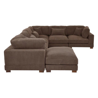 THE CASA ORO® U- Shape Sectional Sofa: 7 - Piece 144" Wide Modular Corner Sectional(Brown Corduroy)