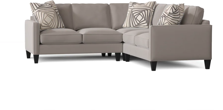 L-Shape Sectional Sofa: Contemporary Sectional Features Stylish with Petite Track Arms(Akiko Cement)