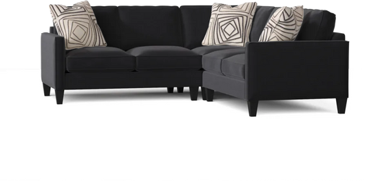 L-Shape Sectional Sofa: Contemporary Sectional Features Stylish with Petite Track Arms(Akiko Graphite Performance)