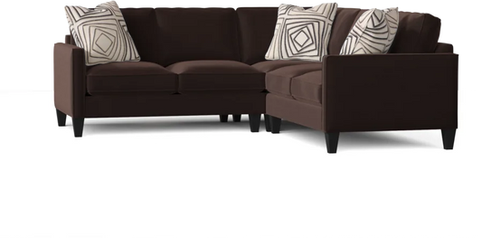 L-Shape Sectional Sofa: Contemporary Sectional Features Stylish with Petite Track Arms(Akiko Walnut)