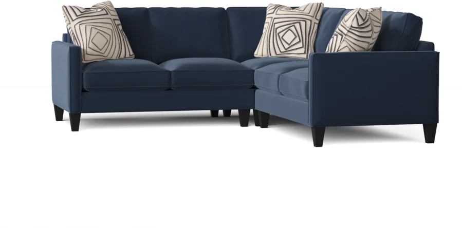 L-Shape Sectional Sofa: Contemporary Sectional Features Stylish with Petite Track Arms(Antonio Navy)