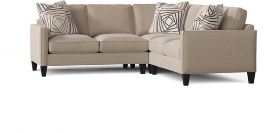 L-Shape Sectional Sofa: Contemporary Sectional Features Stylish with Petite Track Arms(Crafty Sand)