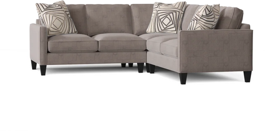 L-Shape Sectional Sofa: Contemporary Sectional Features Stylish with Petite Track Arms(Macarena Gravel)