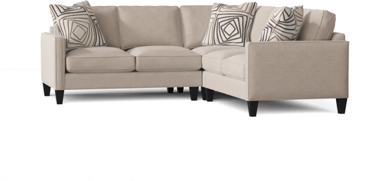 L-Shape Sectional Sofa: Contemporary Sectional Features Stylish with Petite Track Arms(Macarena Pebble)