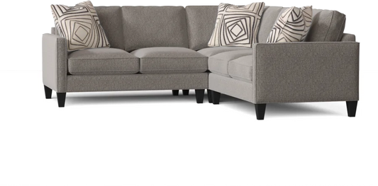 L-Shape Sectional Sofa: Contemporary Sectional Features Stylish with Petite Track Arms(Sugarshack Grey Flannel)
