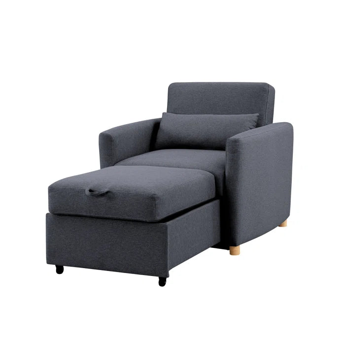 Sofa Chair: 36" Convertible Sleeper Accent Chair with Cushion(Navy Polyester)