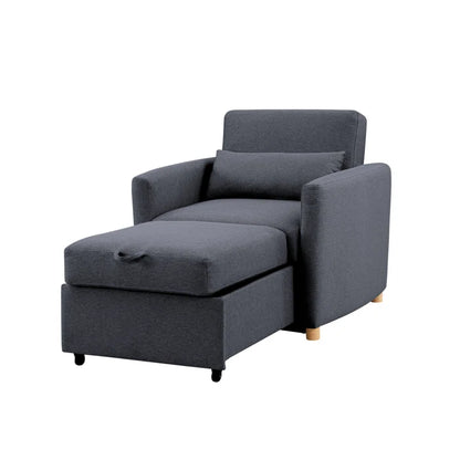Sofa Chair: 36" Convertible Sleeper Accent Chair with Cushion(Navy Polyester)