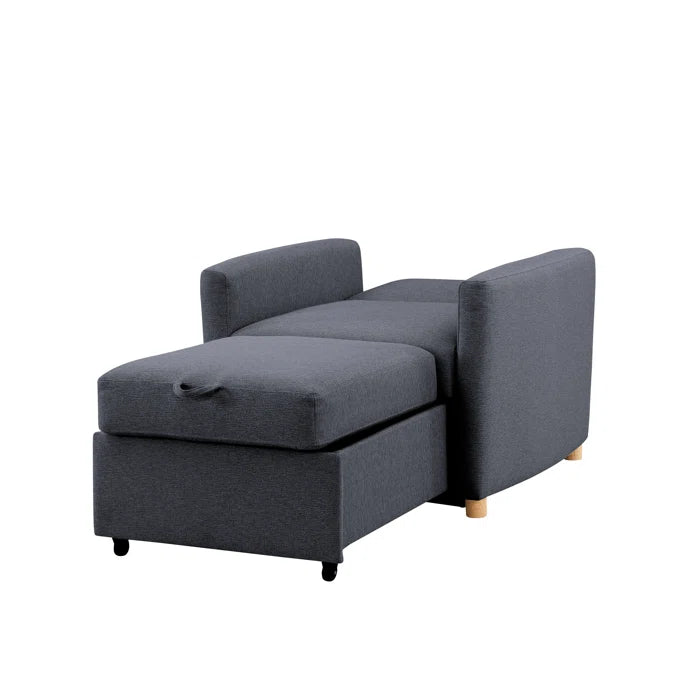 Sofa Chair: 36" Convertible Sleeper Accent Chair with Cushion(Navy Polyester)