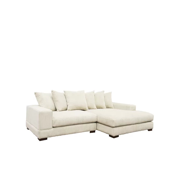 L-Shape Sectional Sofa: 108" Corduroy Sectional Sofa and Chaise(Beige)