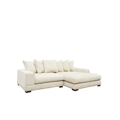 L-Shape Sectional Sofa: 108" Corduroy Sectional Sofa and Chaise(Beige)