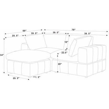 L-Shape Sectional Sofa: 3 - Piece Corduroy Sectional Sofa and Chaise(Camel Corduroy)
