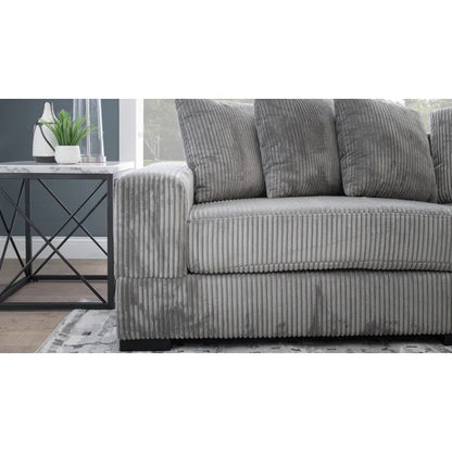 L-Shape Sectional Sofa: 108" Corduroy Sectional Sofa and Chaise(Fog)