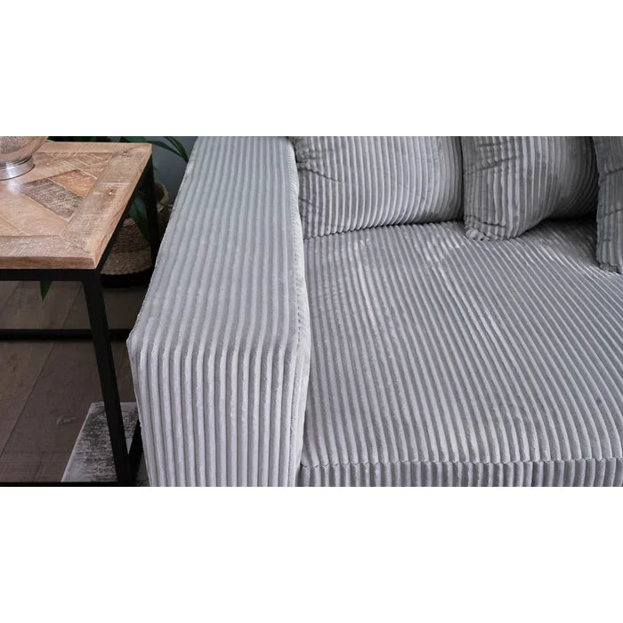 L-Shape Sectional Sofa: 108" Corduroy Sectional Sofa and Chaise(Fog)