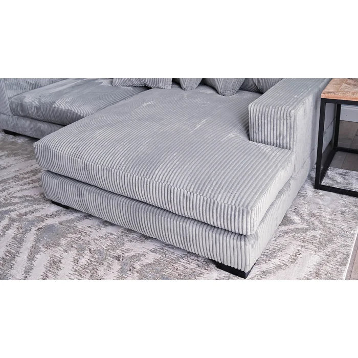 L-Shape Sectional Sofa: 108" Corduroy Sectional Sofa and Chaise(Fog)