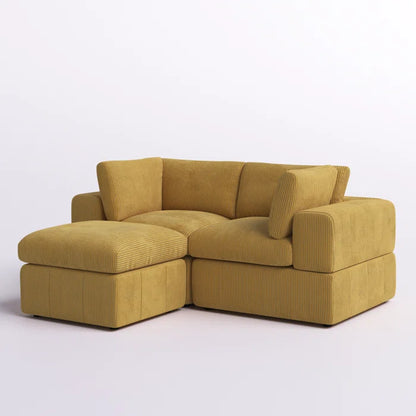 L-Shape Sectional Sofa: 3 - Piece Corduroy Sectional Sofa and Chaise(Ginger Corduroy)