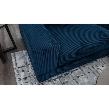 L-Shape Sectional Sofa: 108" Corduroy Sectional Sofa and Chaise(Navy)