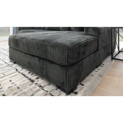 L-Shape Sectional Sofa: 108" Corduroy Sectional Sofa and Chaise(Smoke)