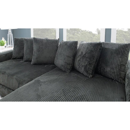 L-Shape Sectional Sofa: 108" Corduroy Sectional Sofa and Chaise(Smoke)