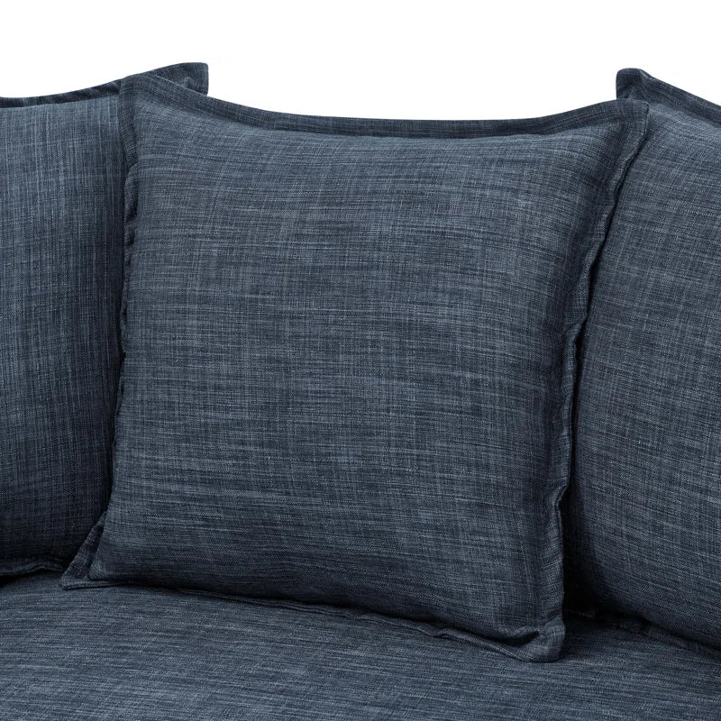 L- Shape Sectional Sofa: 4 - Piece Upholstered Sectional Sleeper Sofa Bed(Dark Blue Linen Blend)