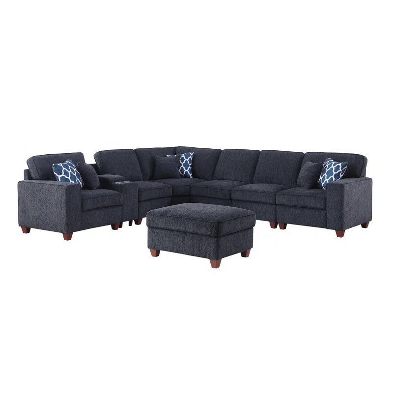 L Shape Sectional Sofa: 6 Seater Corner Sectional Sofa(Dark Gray Chenille)