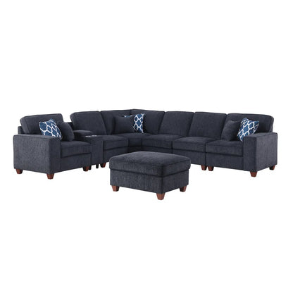 L Shape Sectional Sofa: 6 Seater Corner Sectional Sofa(Dark Gray Chenille)