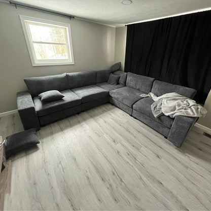 L Shape Sectional Sofa: 108.5"W Corduroy Upholstered 5 - Piece Sectional Sofa(Drak Gray Corduroy)